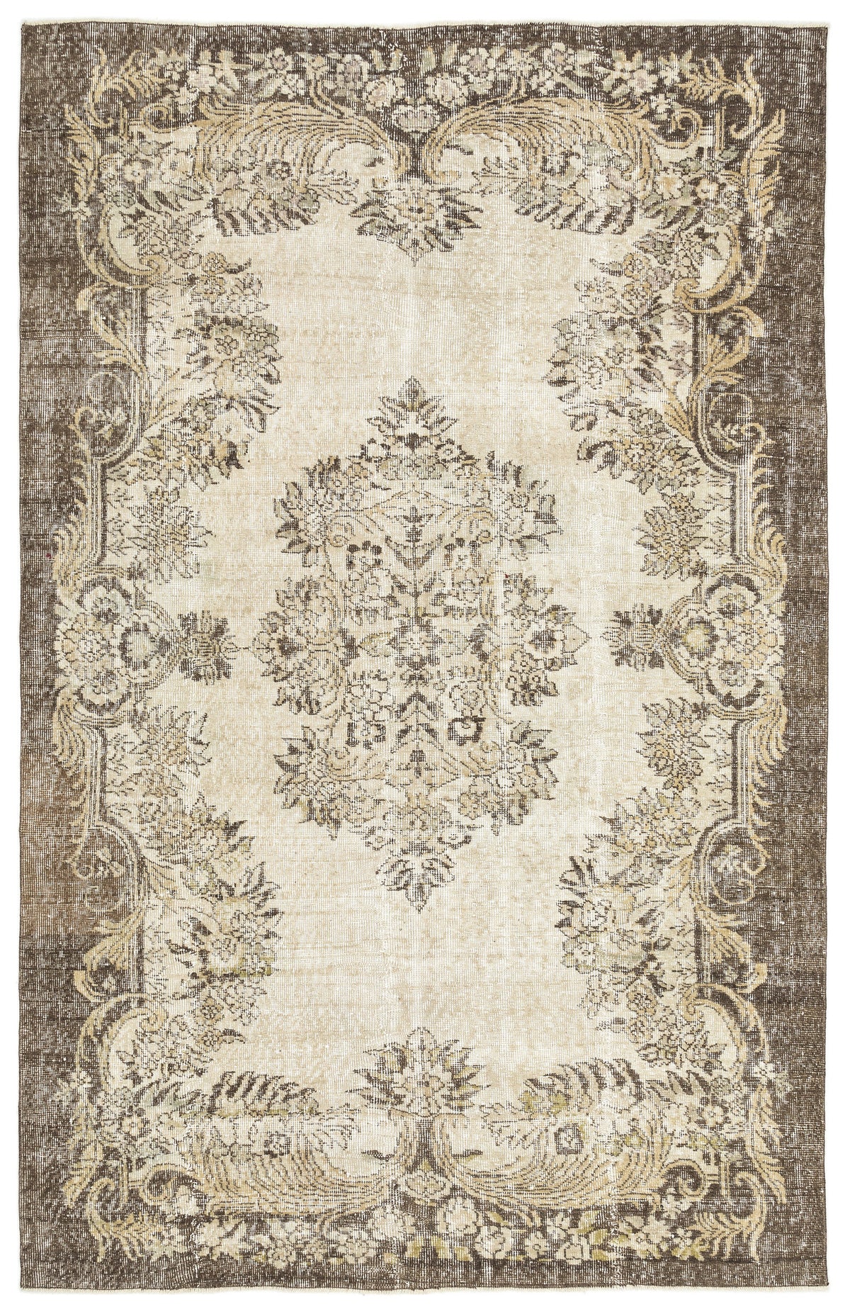 Beige Over Dyed Vintage Rug 5&#39;9&#39;&#39; x 9&#39;0&#39;&#39; ft 176 x 275 cm
