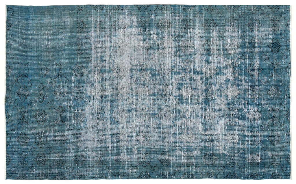 Turquoise  Over Dyed Vintage Rug 5'7'' x 8'11'' ft 170 x 272 cm