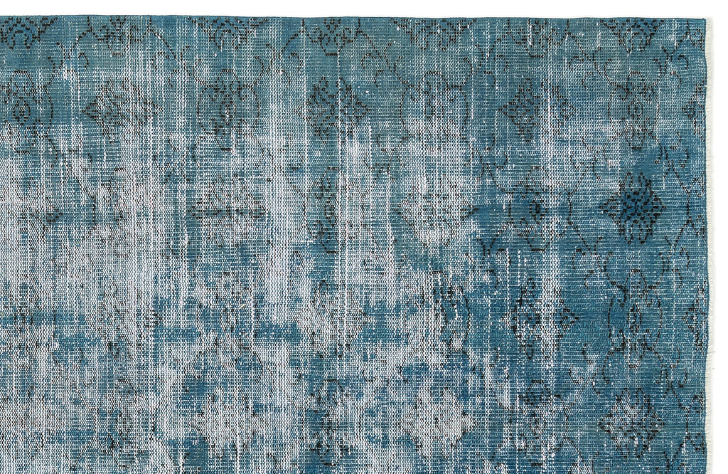 Turquoise  Over Dyed Vintage Rug 5'7'' x 8'11'' ft 170 x 272 cm