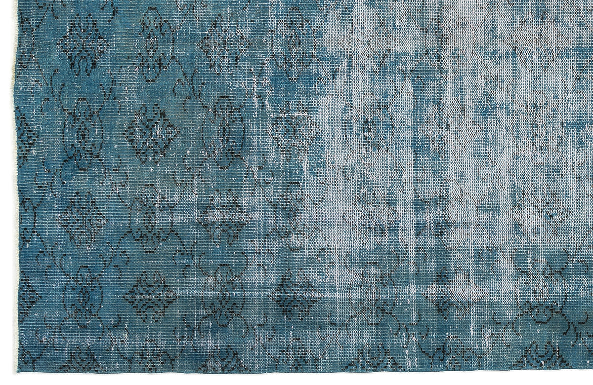 Turquoise  Over Dyed Vintage Rug 5&#39;7&#39;&#39; x 8&#39;11&#39;&#39; ft 170 x 272 cm