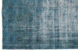 Turquoise  Over Dyed Vintage Rug 5'7'' x 8'11'' ft 170 x 272 cm