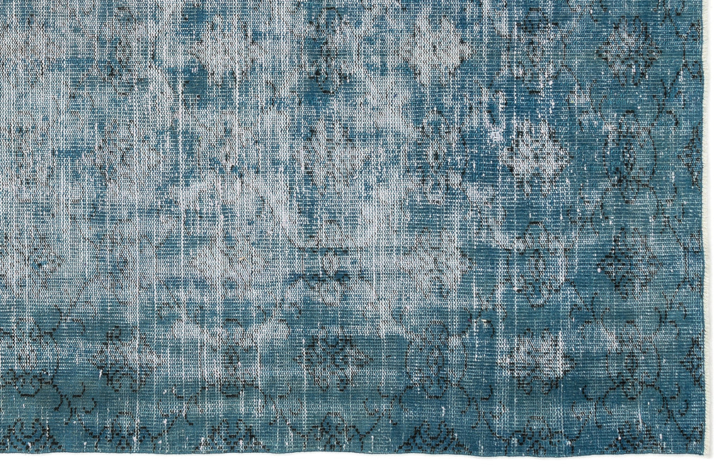 Turquoise  Over Dyed Vintage Rug 5'7'' x 8'11'' ft 170 x 272 cm