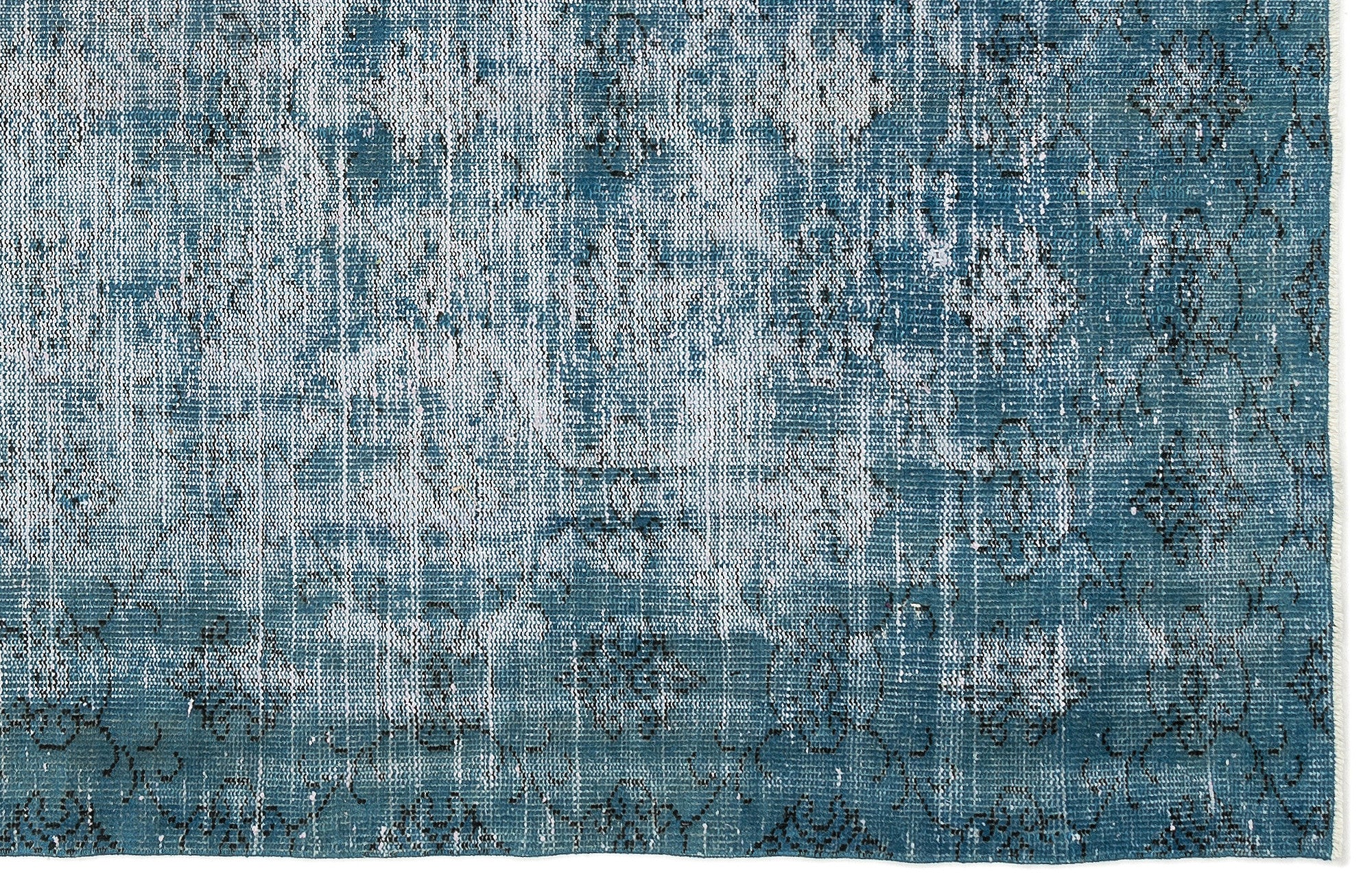 Turquoise  Over Dyed Vintage Rug 5'7'' x 8'11'' ft 170 x 272 cm
