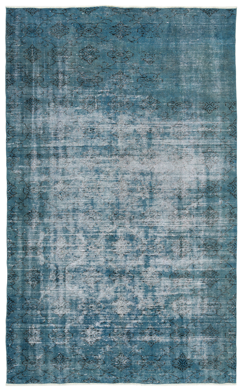 Turquoise  Over Dyed Vintage Rug 5'7'' x 8'11'' ft 170 x 272 cm