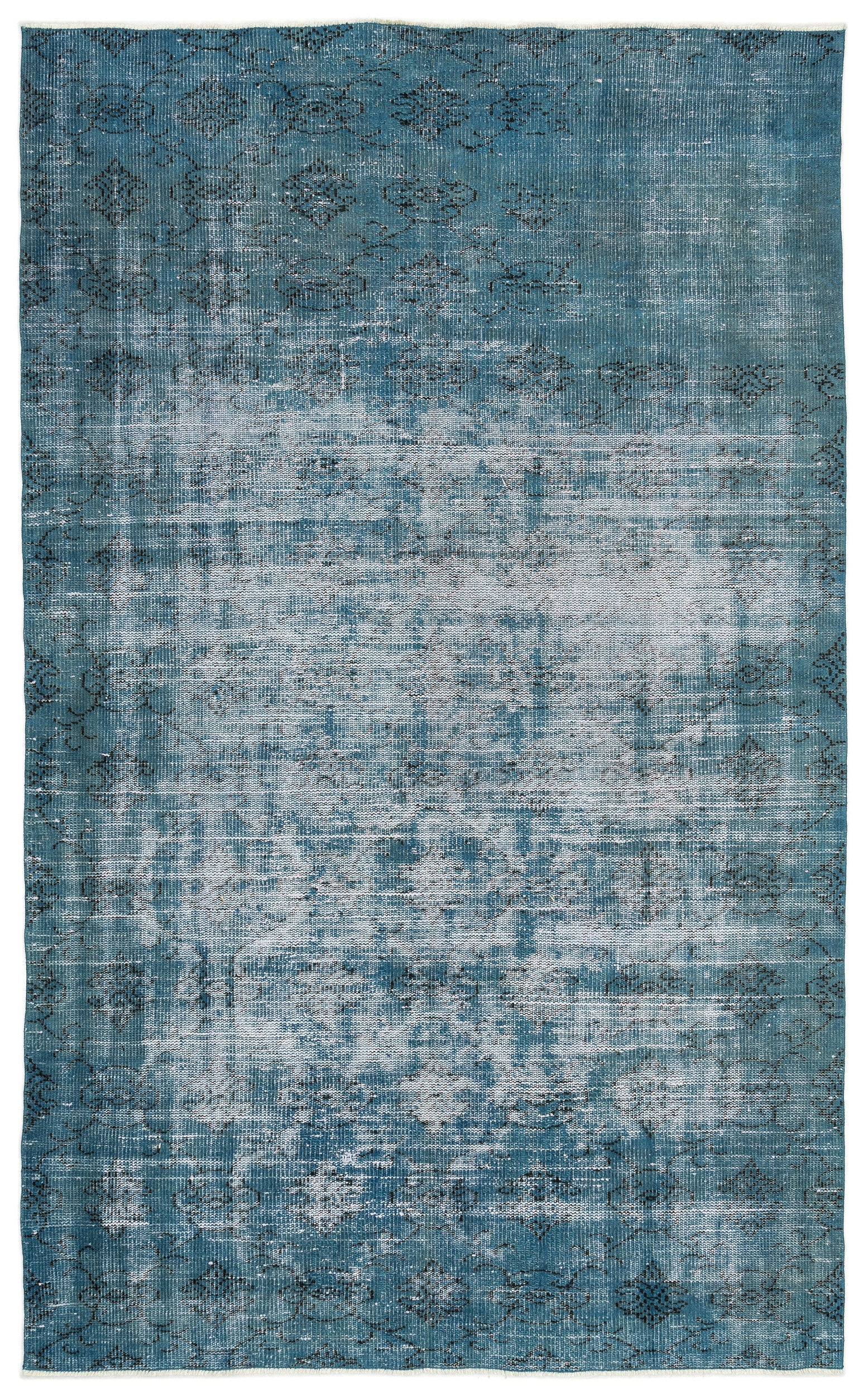 Turquoise  Over Dyed Vintage Rug 5'7'' x 8'11'' ft 170 x 272 cm