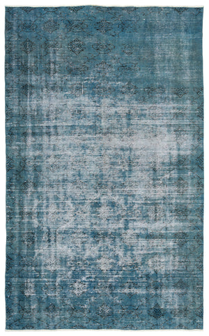 Turquoise  Over Dyed Vintage Rug 5'7'' x 8'11'' ft 170 x 272 cm