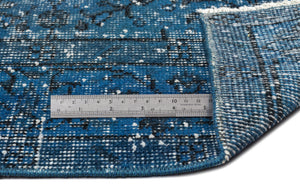 Turquoise  Over Dyed Vintage Rug 5'8'' x 9'6'' ft 173 x 290 cm