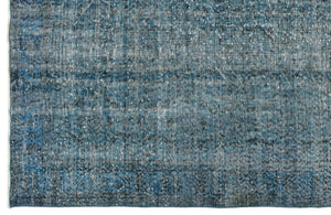 Turquoise  Over Dyed Vintage Rug 5'8'' x 9'6'' ft 173 x 290 cm