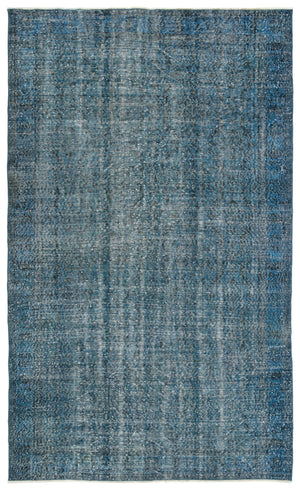 Turquoise  Over Dyed Vintage Rug 5'8'' x 9'6'' ft 173 x 290 cm
