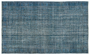 Turquoise  Over Dyed Vintage Rug 5'8'' x 9'6'' ft 173 x 290 cm