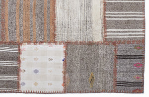 Striped Over Dyed Kilim Patchwork Unique Rug 5'3'' x 7'7'' ft 160 x 230 cm