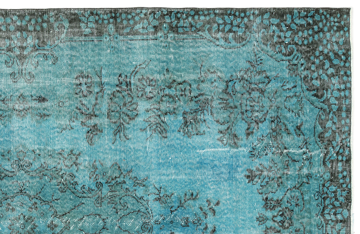 Turquoise  Over Dyed Vintage Rug 5&#39;8&#39;&#39; x 9&#39;3&#39;&#39; ft 172 x 283 cm