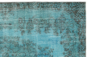 Turquoise  Over Dyed Vintage Rug 5'8'' x 9'3'' ft 172 x 283 cm