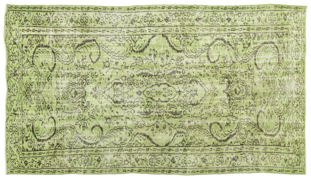 Green Over Dyed Vintage Rug 5&#39;2&#39;&#39; x 8&#39;12&#39;&#39; ft 158 x 274 cm