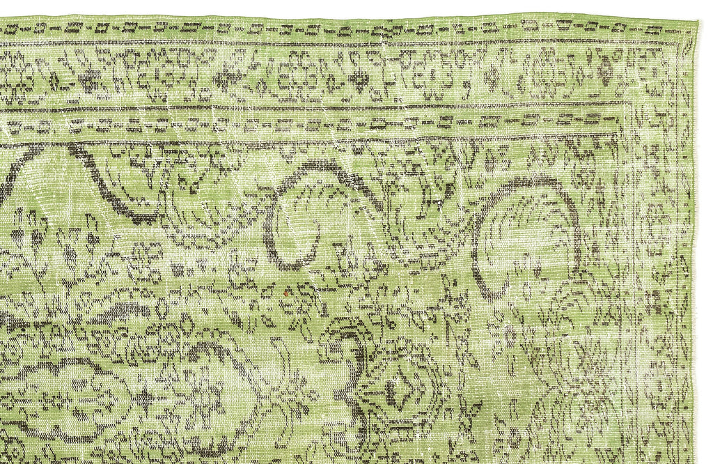 Green Over Dyed Vintage Rug 5'2'' x 8'12'' ft 158 x 274 cm