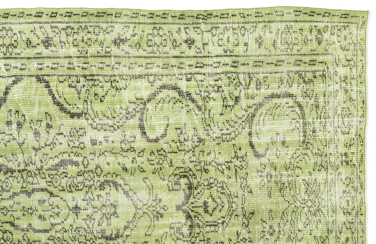 Green Over Dyed Vintage Rug 5&#39;2&#39;&#39; x 8&#39;12&#39;&#39; ft 158 x 274 cm