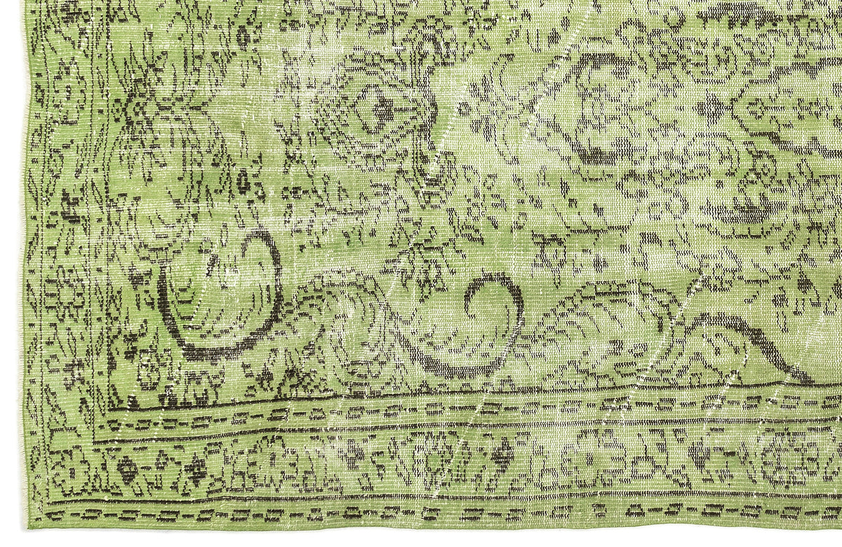 Green Over Dyed Vintage Rug 5&#39;2&#39;&#39; x 8&#39;12&#39;&#39; ft 158 x 274 cm