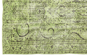 Green Over Dyed Vintage Rug 5'2'' x 8'12'' ft 158 x 274 cm