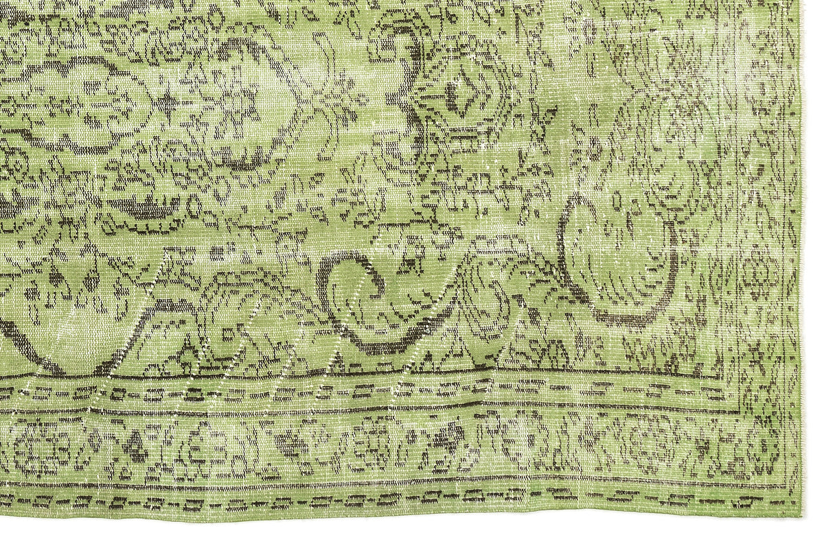 Green Over Dyed Vintage Rug 5&#39;2&#39;&#39; x 8&#39;12&#39;&#39; ft 158 x 274 cm