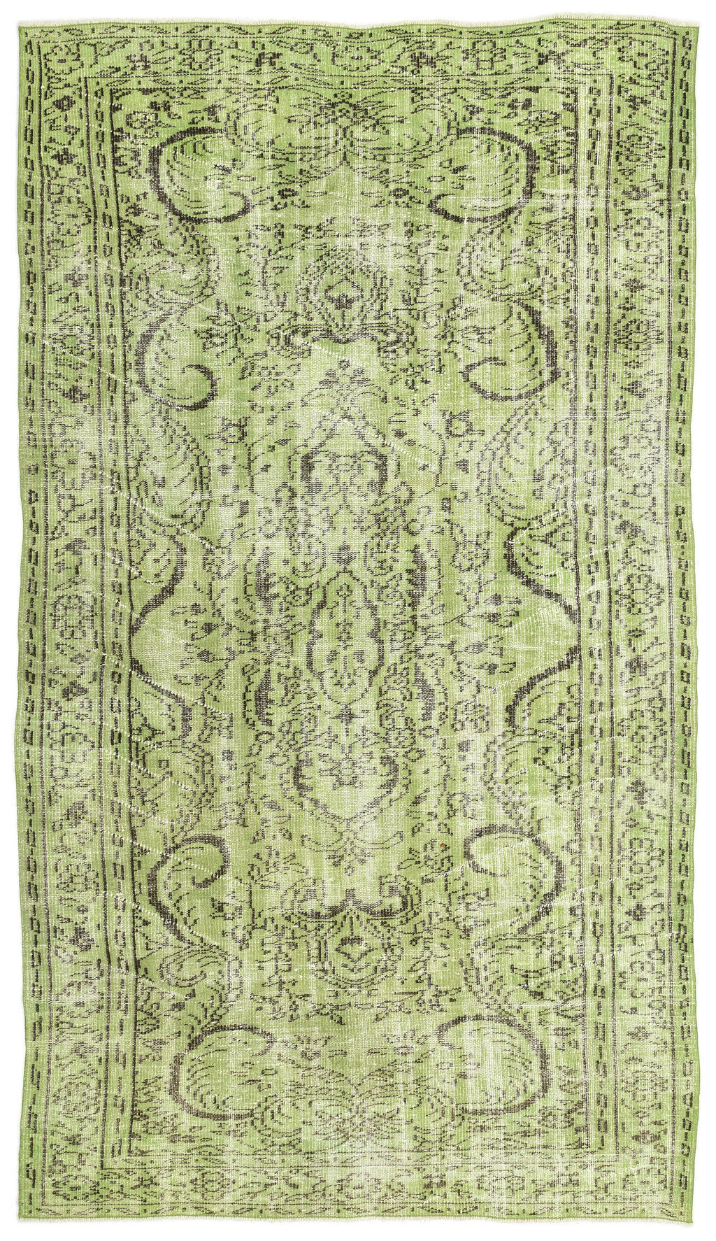Green Over Dyed Vintage Rug 5'2'' x 8'12'' ft 158 x 274 cm