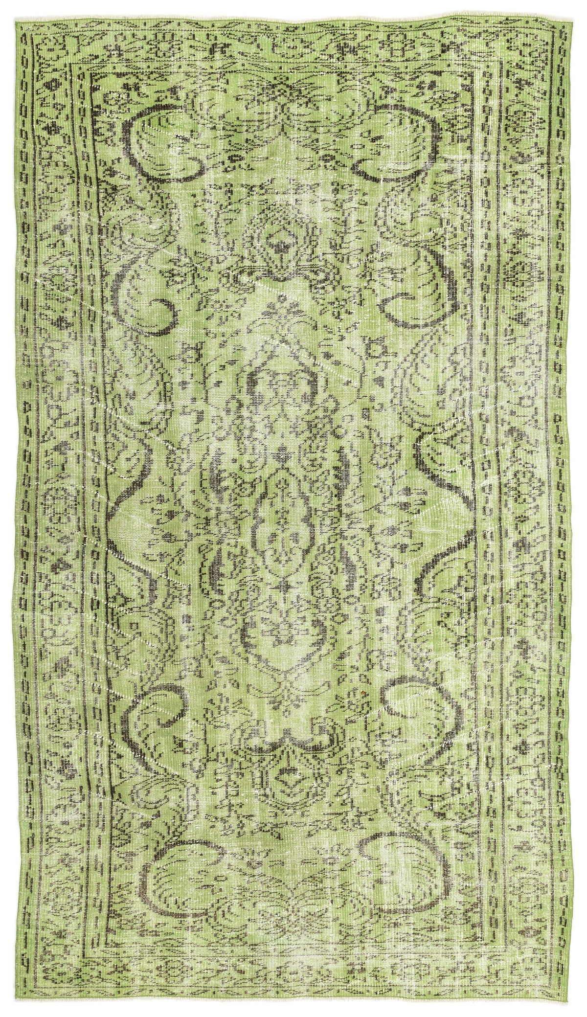 Green Over Dyed Vintage Rug 5&#39;2&#39;&#39; x 8&#39;12&#39;&#39; ft 158 x 274 cm