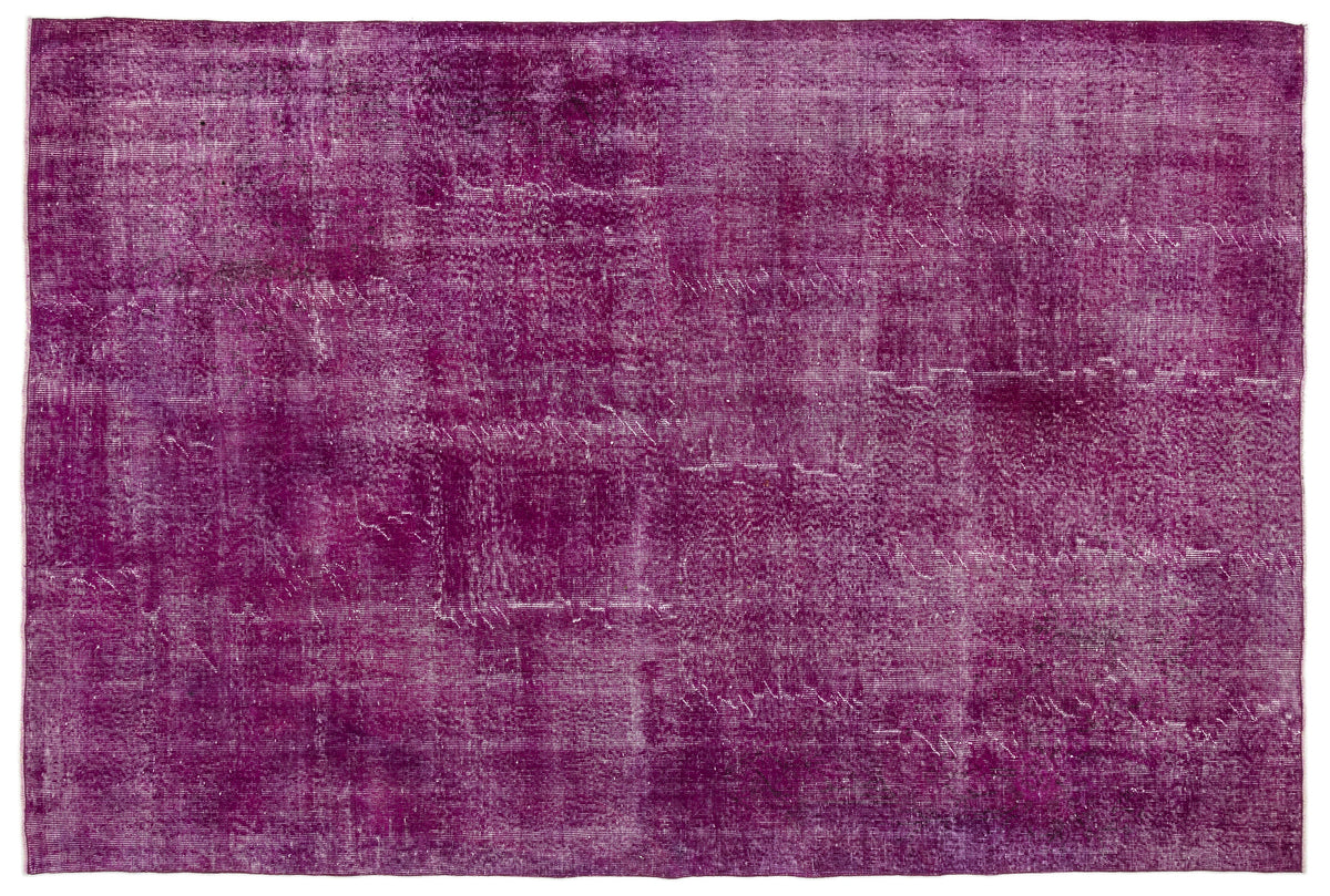Fuchsia Over Dyed Vintage Rug 6'7'' x 9'11'' ft 201 x 303 cm