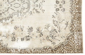 Beige Over Dyed Vintage Rug 5'6'' x 9'4'' ft 168 x 285 cm