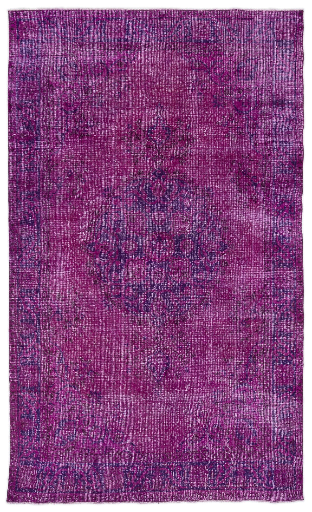 Fuchsia Over Dyed Vintage Rug 5&#39;5&#39;&#39; x 8&#39;11&#39;&#39; ft 164 x 273 cm