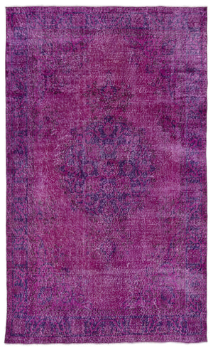 Fuchsia Over Dyed Vintage Rug 5'5'' x 8'11'' ft 164 x 273 cm