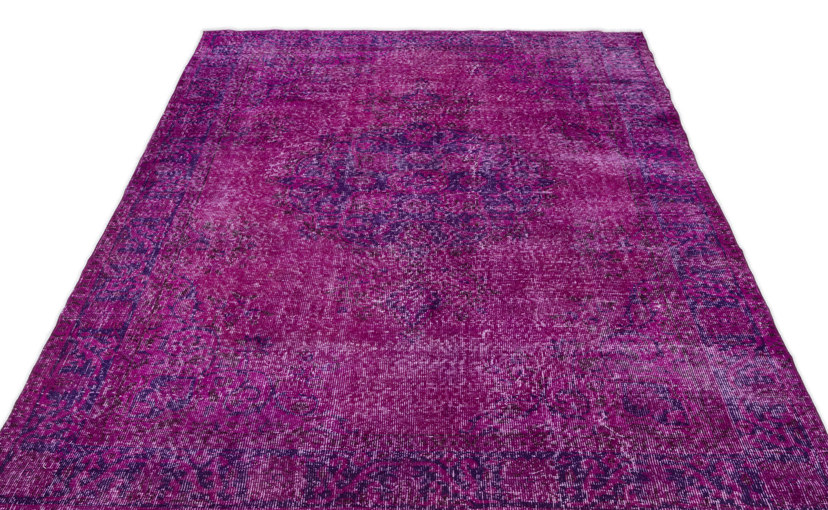 Fuchsia Over Dyed Vintage Rug 5&#39;5&#39;&#39; x 8&#39;11&#39;&#39; ft 164 x 273 cm
