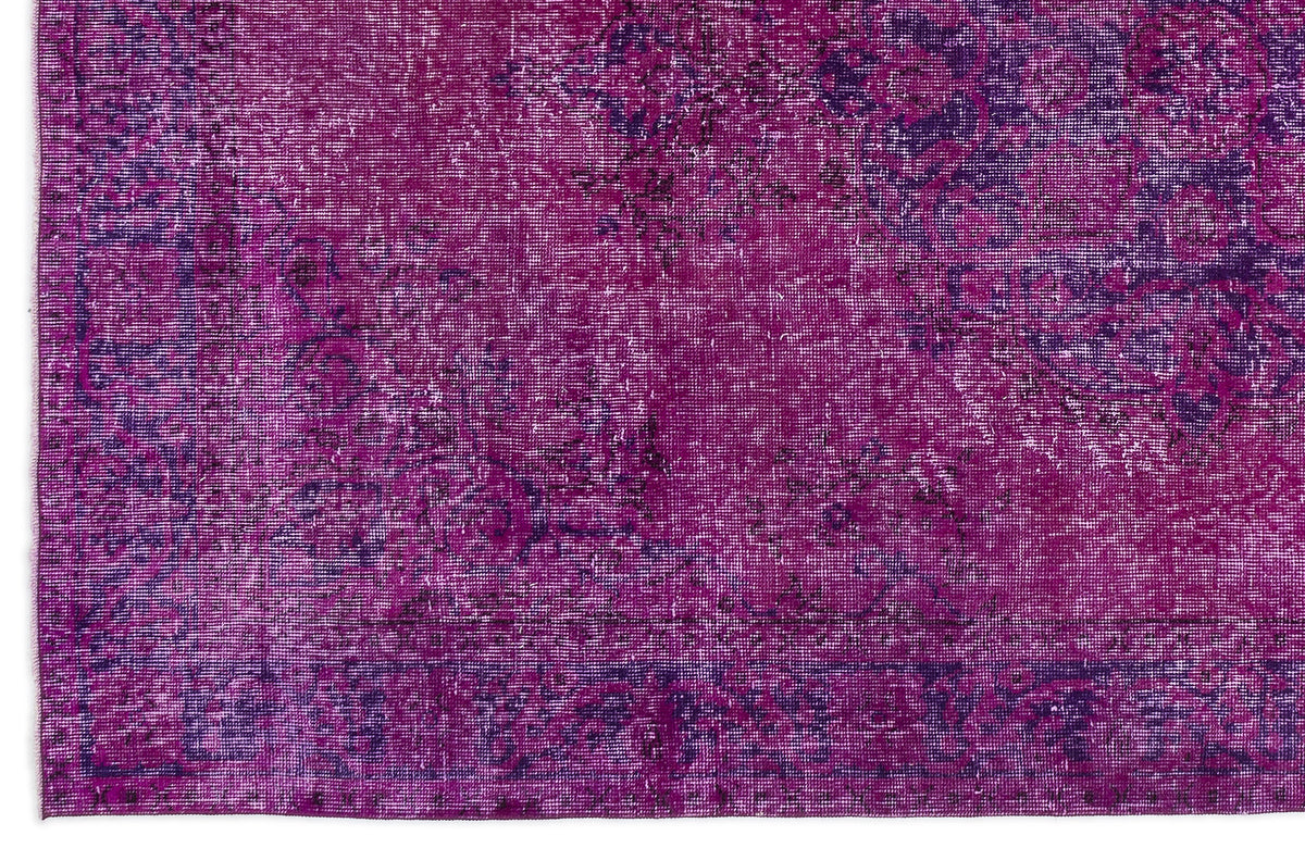 Fuchsia Over Dyed Vintage Rug 5&#39;5&#39;&#39; x 8&#39;11&#39;&#39; ft 164 x 273 cm