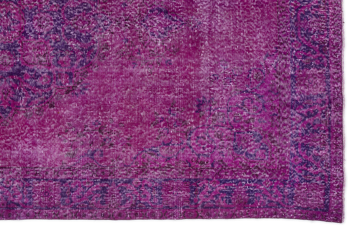 Fuchsia Over Dyed Vintage Rug 5&#39;5&#39;&#39; x 8&#39;11&#39;&#39; ft 164 x 273 cm