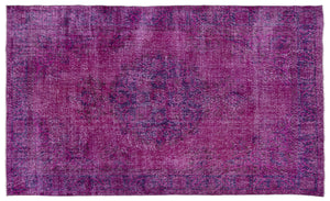 Fuchsia Over Dyed Vintage Rug 5'5'' x 8'11'' ft 164 x 273 cm