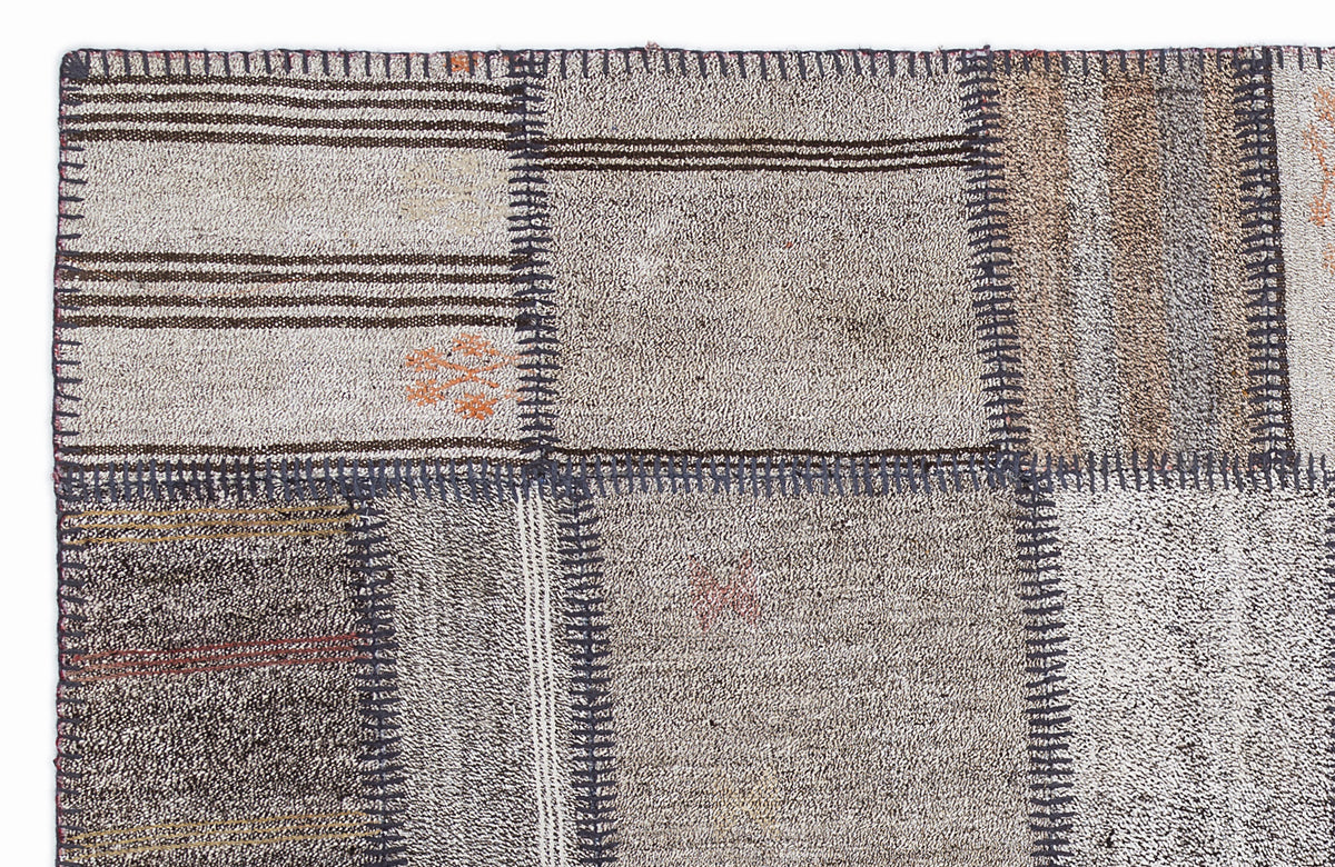 Striped Over Dyed Kilim Patchwork Unique Rug 5&#39;3&#39;&#39; x 7&#39;7&#39;&#39; ft 160 x 230 cm