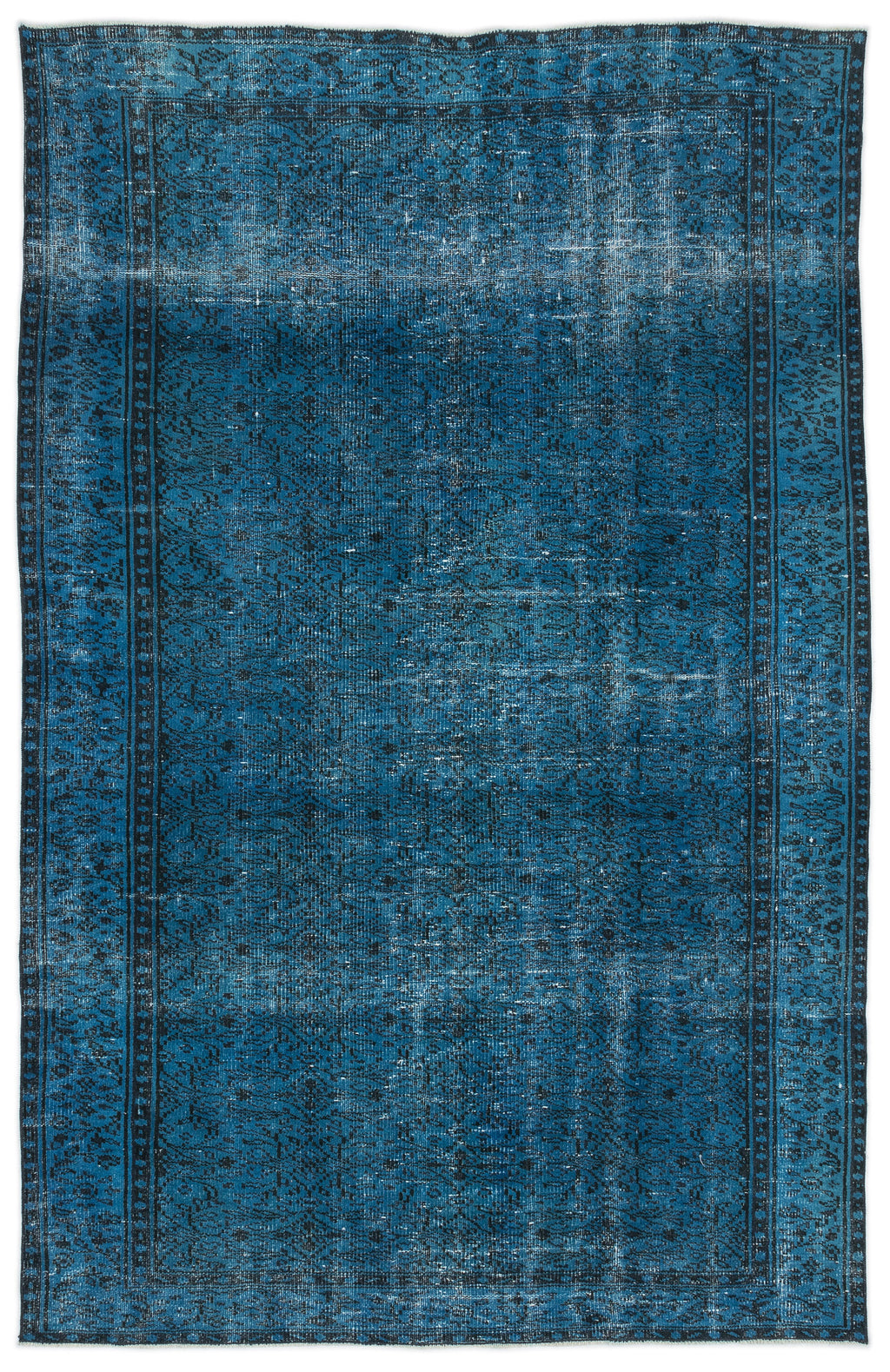 Turquoise  Over Dyed Vintage Rug 5'8'' x 8'7'' ft 172 x 262 cm