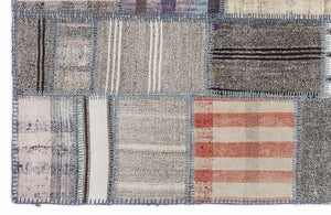 Striped Over Dyed Kilim Patchwork Unique Rug 5'3'' x 7'7'' ft 160 x 230 cm