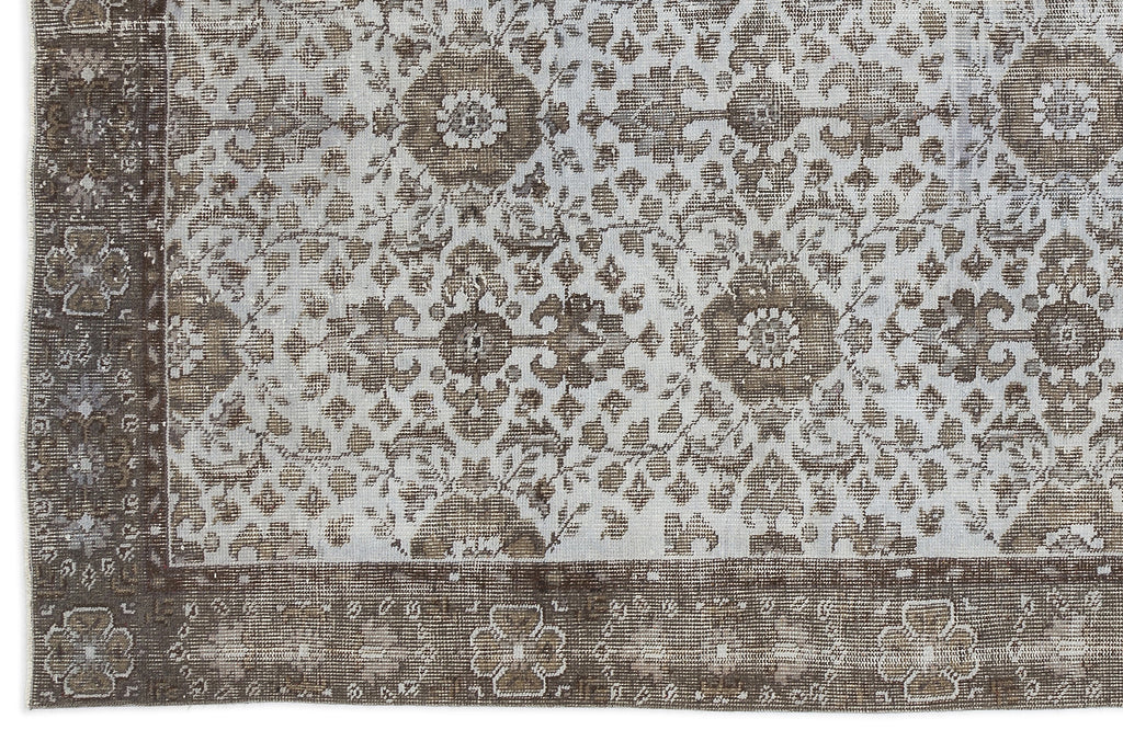 Blue Over Dyed Vintage Rug 5'2'' x 9'4'' ft 158 x 284 cm