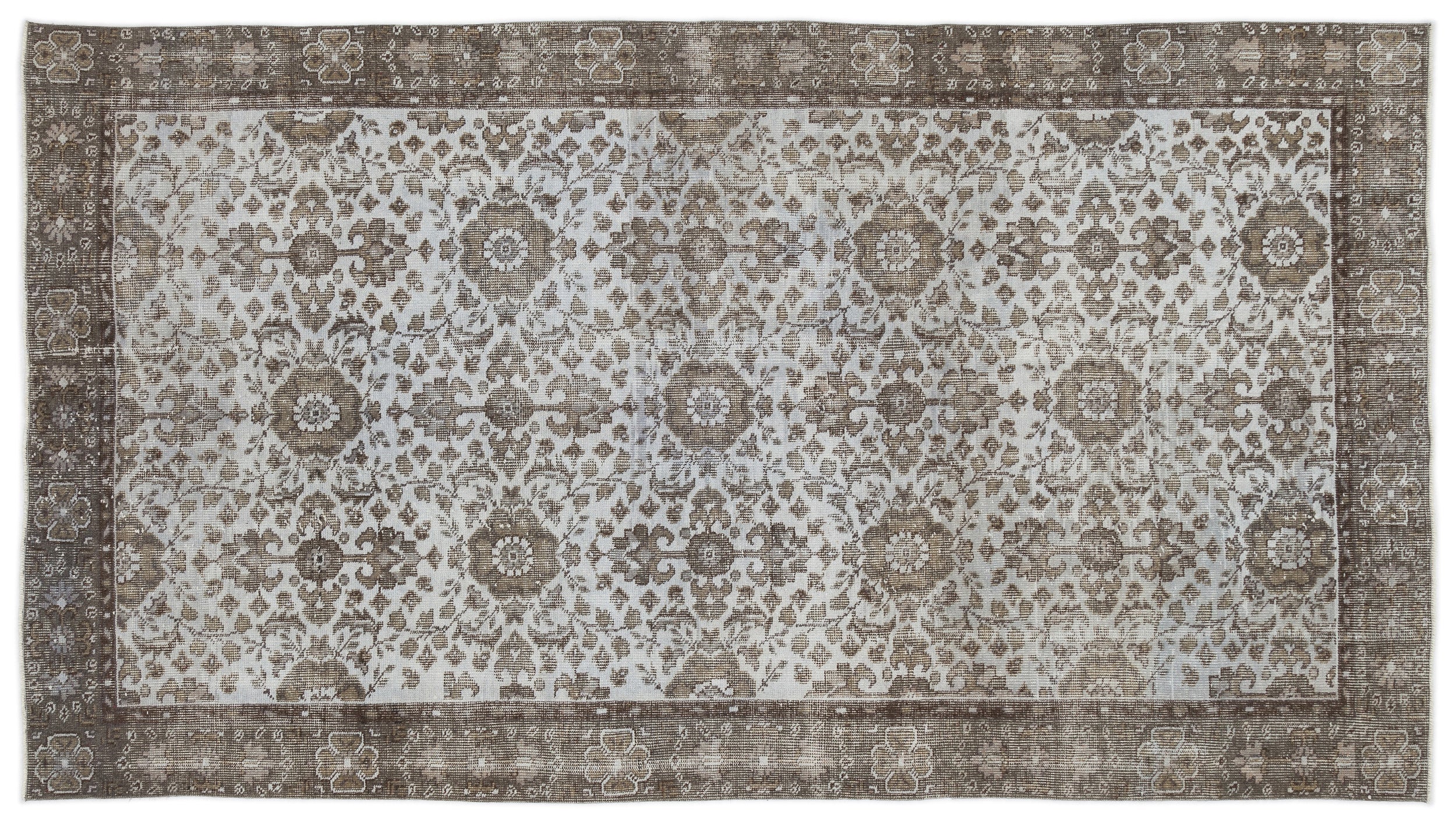 Blue Over Dyed Vintage Rug 5'2'' x 9'4'' ft 158 x 284 cm