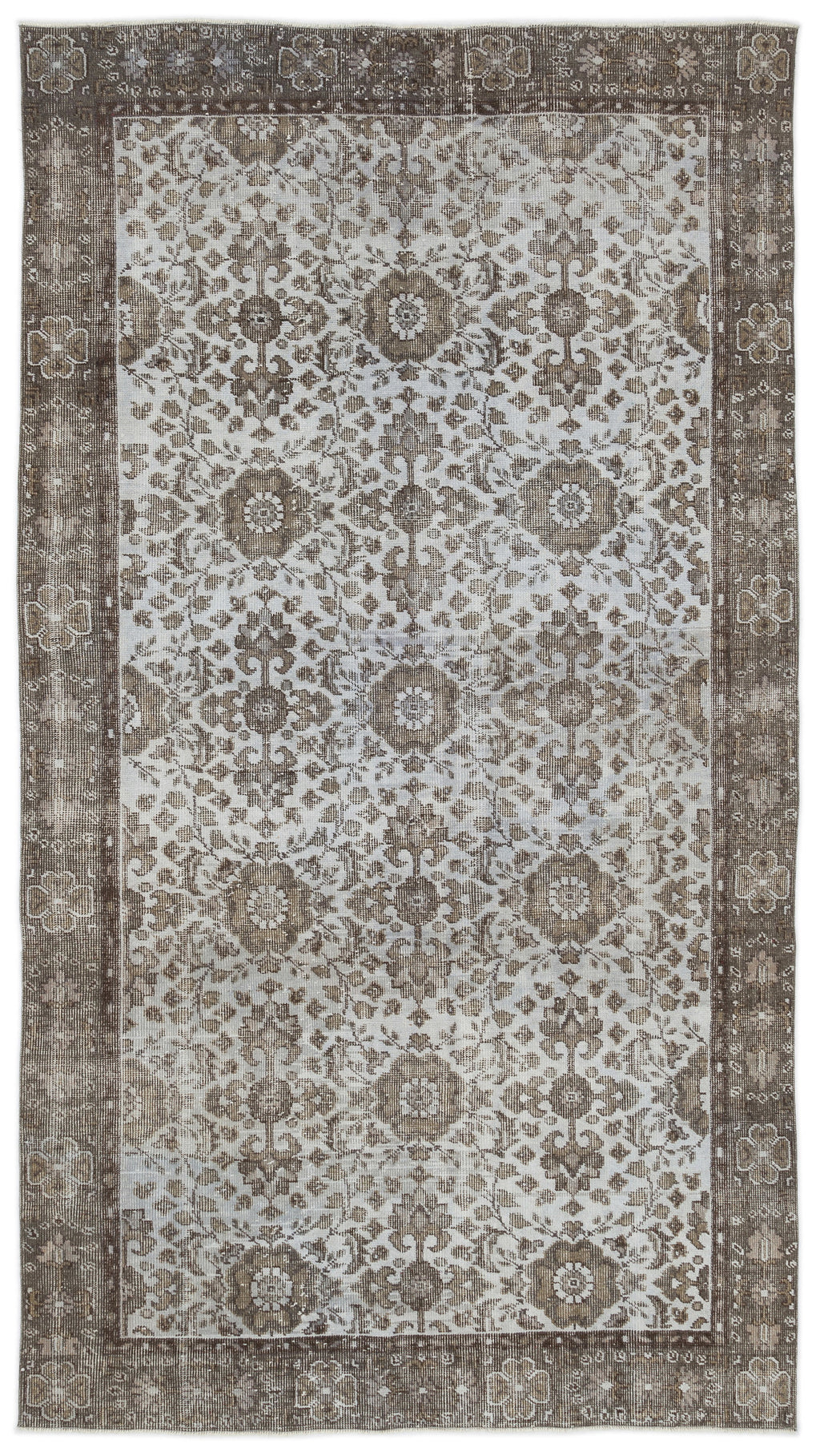 Blue Over Dyed Vintage Rug 5'2'' x 9'4'' ft 158 x 284 cm