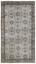 Blue Over Dyed Vintage Rug 5'2'' x 9'4'' ft 158 x 284 cm