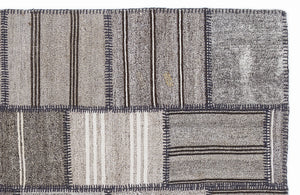 Striped Over Dyed Kilim Patchwork Unique Rug 5'3'' x 7'7'' ft 160 x 230 cm