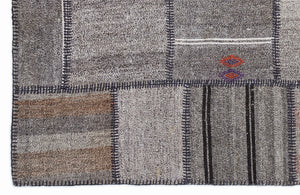 Striped Over Dyed Kilim Patchwork Unique Rug 5'3'' x 7'7'' ft 160 x 230 cm