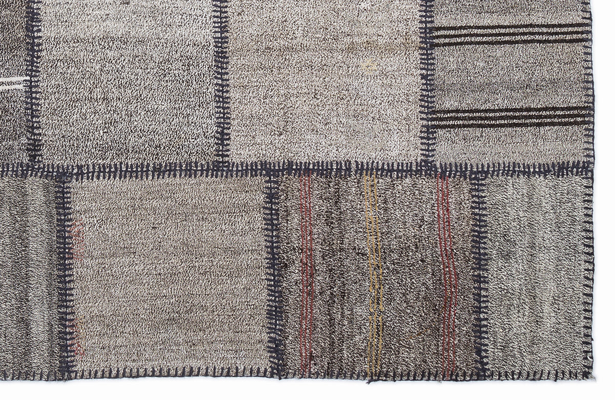 Striped Over Dyed Kilim Patchwork Unique Rug 5&#39;3&#39;&#39; x 7&#39;7&#39;&#39; ft 160 x 230 cm