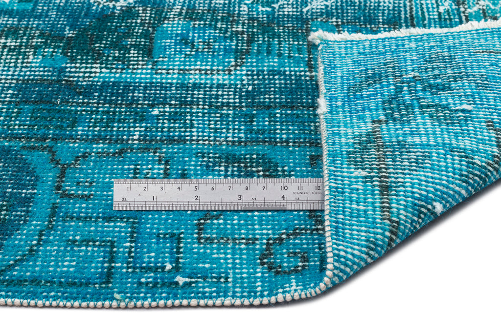 Turquoise  Over Dyed Vintage Rug 5'5'' x 9'1'' ft 164 x 276 cm