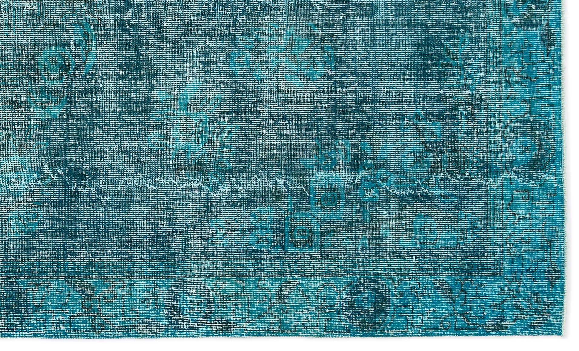 Turquoise  Over Dyed Vintage Rug 5'5'' x 9'1'' ft 164 x 276 cm