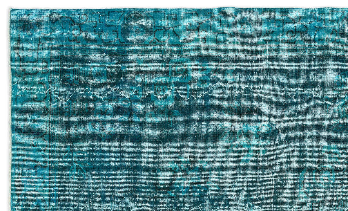 Turquoise  Over Dyed Vintage Rug 5&#39;5&#39;&#39; x 9&#39;1&#39;&#39; ft 164 x 276 cm