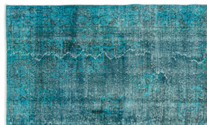 Turquoise  Over Dyed Vintage Rug 5'5'' x 9'1'' ft 164 x 276 cm