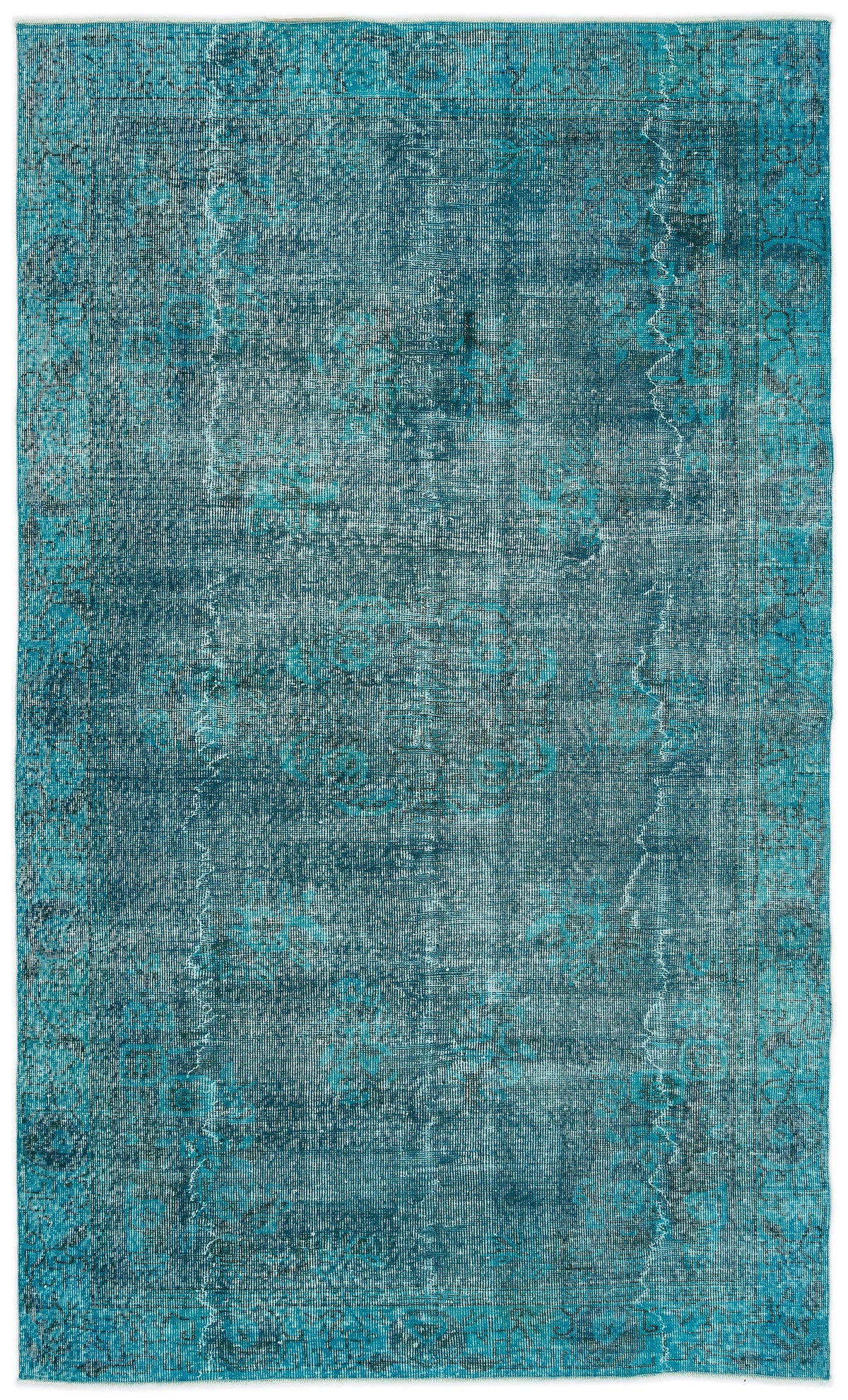 Turquoise  Over Dyed Vintage Rug 5&#39;5&#39;&#39; x 9&#39;1&#39;&#39; ft 164 x 276 cm