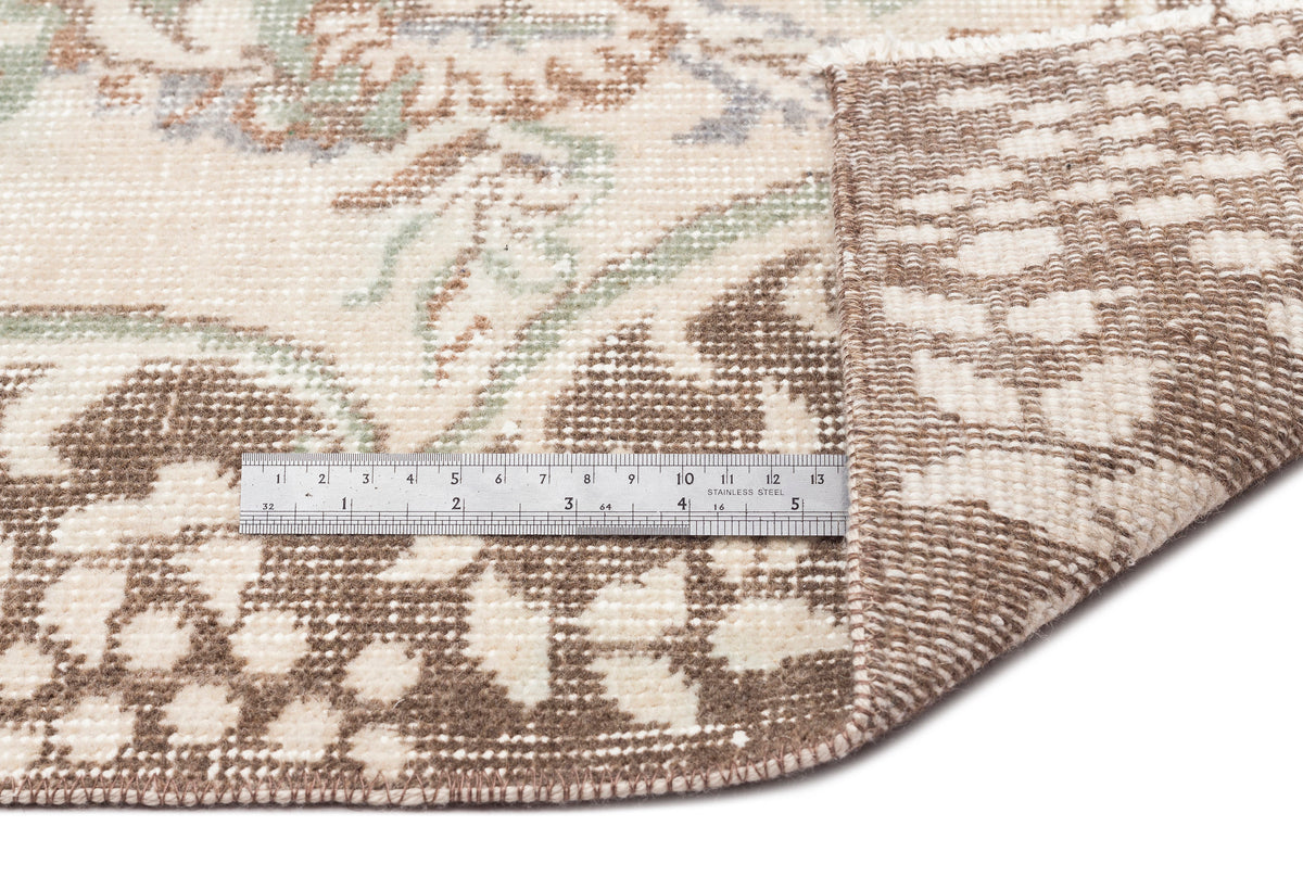 Beige Over Dyed Vintage Rug 5&#39;9&#39;&#39; x 8&#39;7&#39;&#39; ft 176 x 262 cm