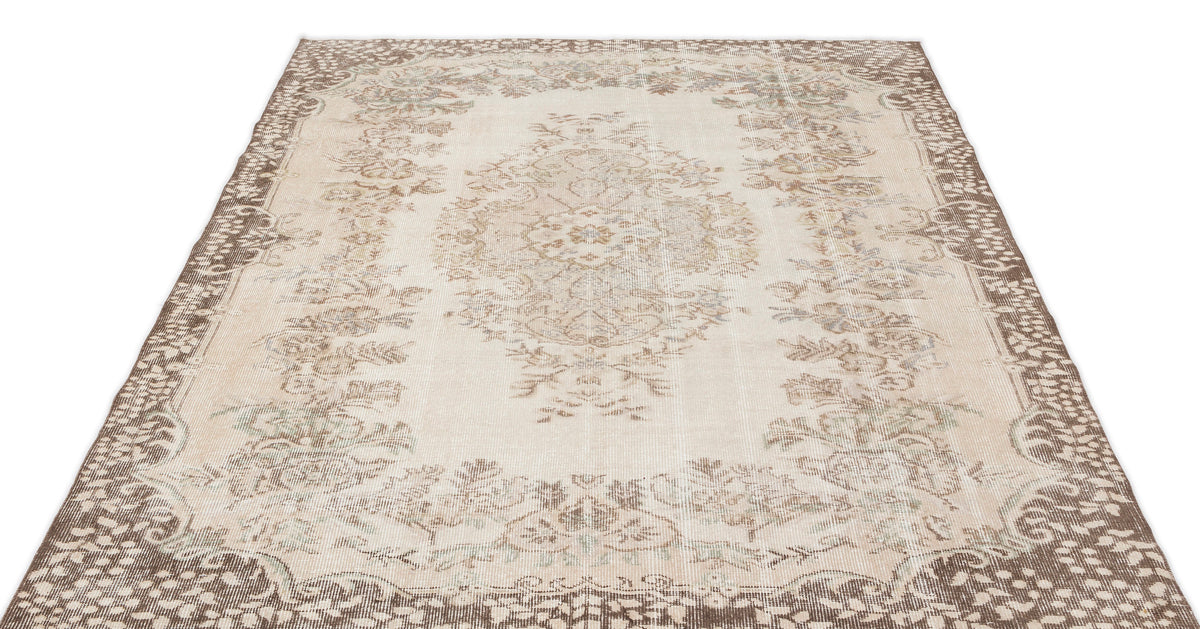 Beige Over Dyed Vintage Rug 5&#39;9&#39;&#39; x 8&#39;7&#39;&#39; ft 176 x 262 cm
